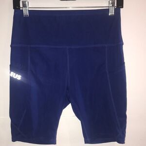 Neleus Women's Blue Ponte Knit Elastic Waistband Bike Shorts Size Medium